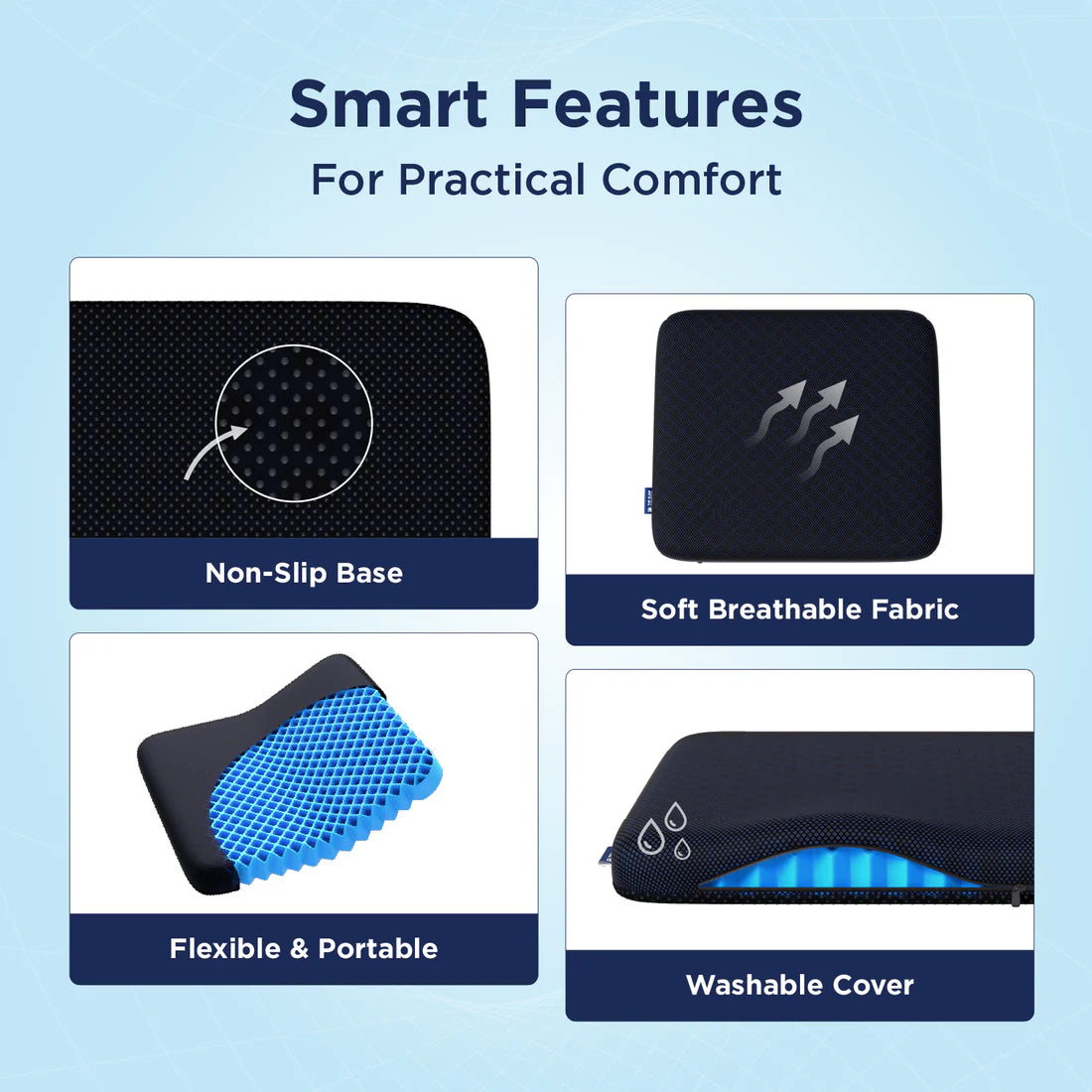 Gel Orthopedic Seat Cushion for Office Chair, Wheelchair, or Home Rubber Cushion for Back Pain