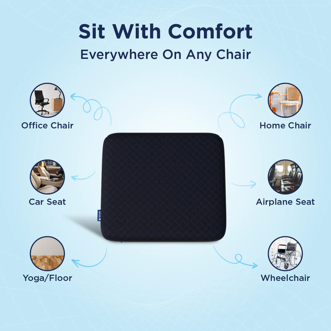 Gel Orthopedic Seat Cushion for Office Chair, Wheelchair, or Home Rubber Cushion for Back Pain