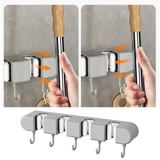 Mop Holder - 5 Layer Wall Mounted Mop & Broom Holder