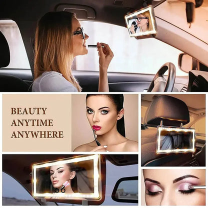 Rechargeable Car Makeup Mirror with LED Lights (Pack Of 1)